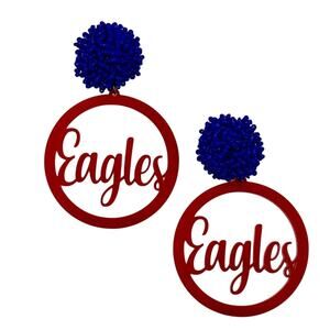 Eagles Cut Out Beaded Earrings Red Blue